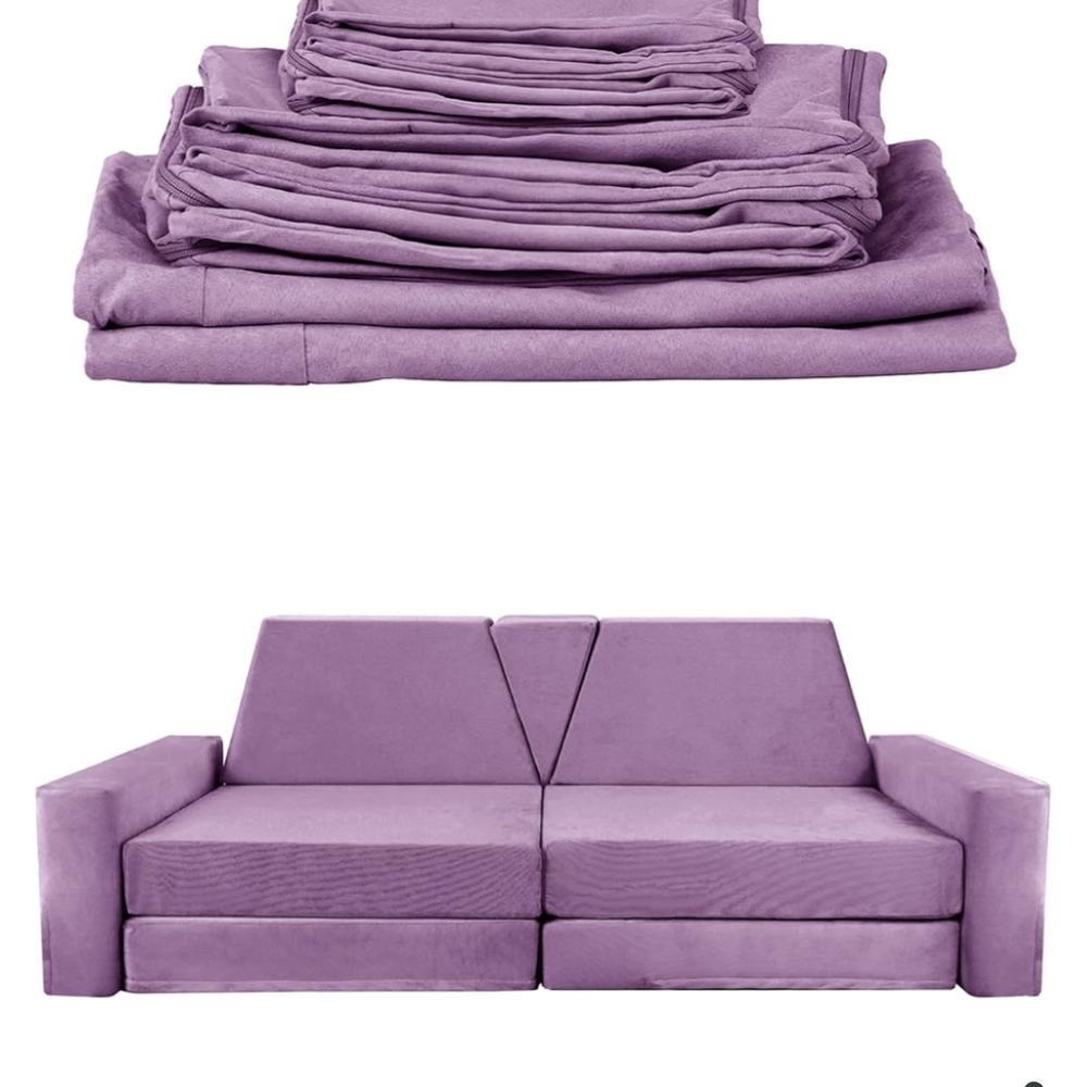 Lavender Purple Convertible Sofa Cover Set